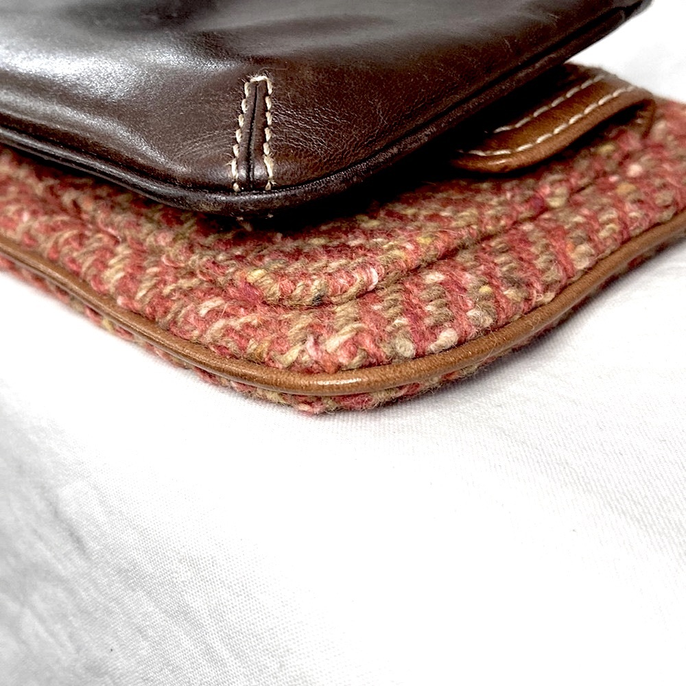 Coach 2 Scary Herringbone Hampton F40792 Wool Tweed Leather & Leather Wristlet - Picture 11 of 16